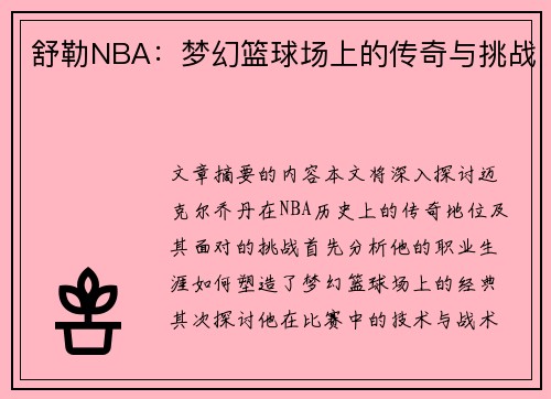 舒勒NBA：梦幻篮球场上的传奇与挑战